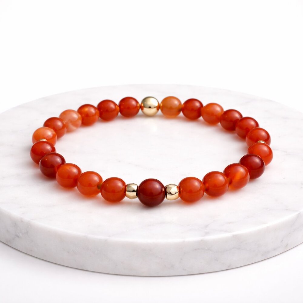Natural Carnelian Crystal Bracelet 8mm Beads Gemstone Reiki Healing Jewelry